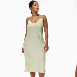 Aritzia | Only Slip Satin Midi Dress in Pastel Sage Green